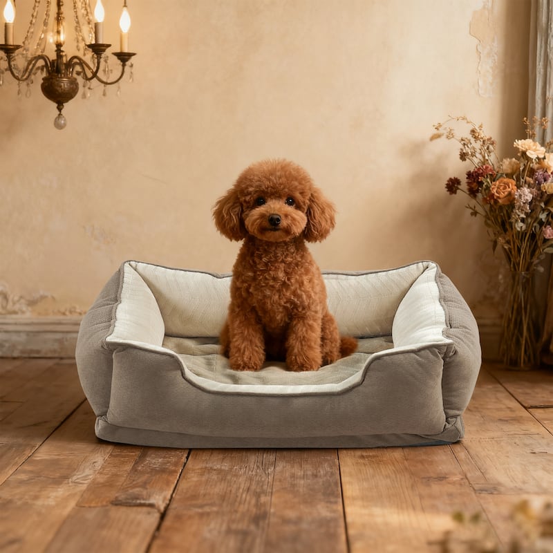 Soft Plush Bolstered Rectangle Dog Bed