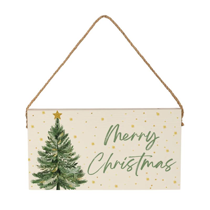 Shades of Green Hanging Wall Sign - "Merry Christmas" - 11"x6"