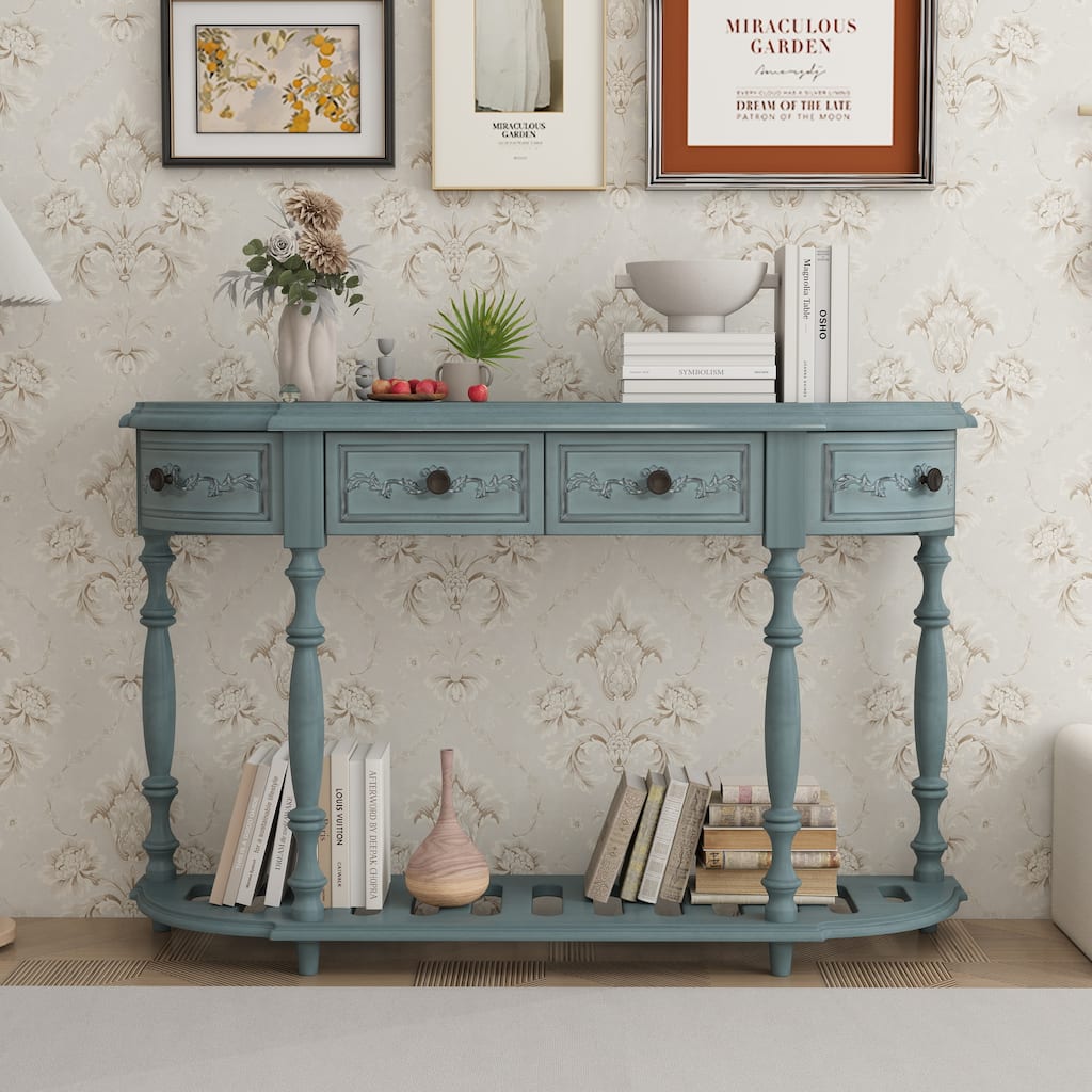 Vintage Carved, Roman Legs Combined Entry Table