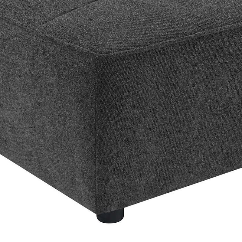 Suri 35 Inch Ottoman, Soft Boucle Fabric, Horizontal Stitching, Gray