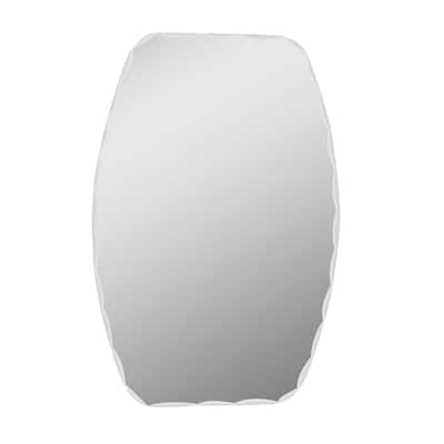 Oval Frameless 23.6" x 31.5" Beveled Groove Bathroom Vanity Mirror - Silver - 23.6" w x 31.5" h