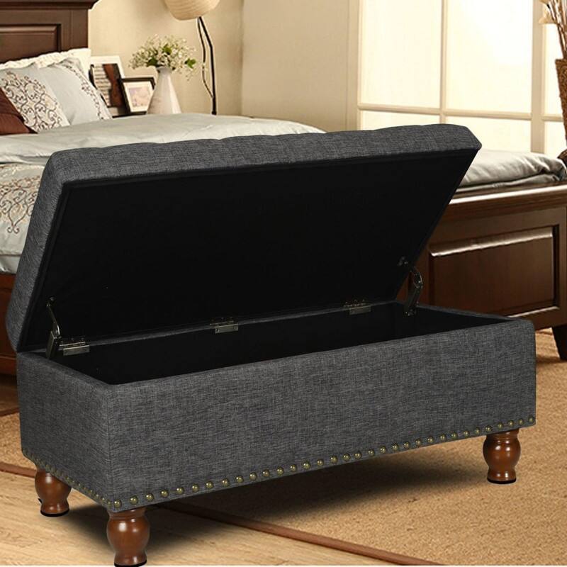 Rectangle Tufted Lift Top Storage Ottoman