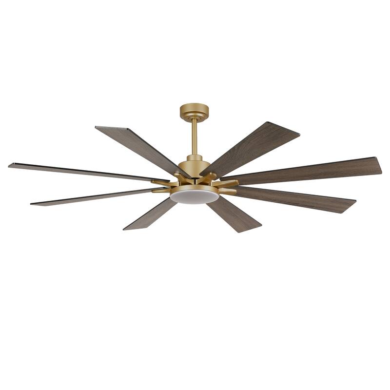 Vaczon 72" Transitional Gold Smart Large Ceiling Fan with Dimmable LED Light and Remote