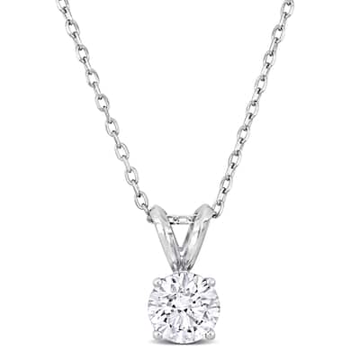 1ct TDW Lab-Grown Diamond Solitaire Pendant with Chain in Platinum - 18 in