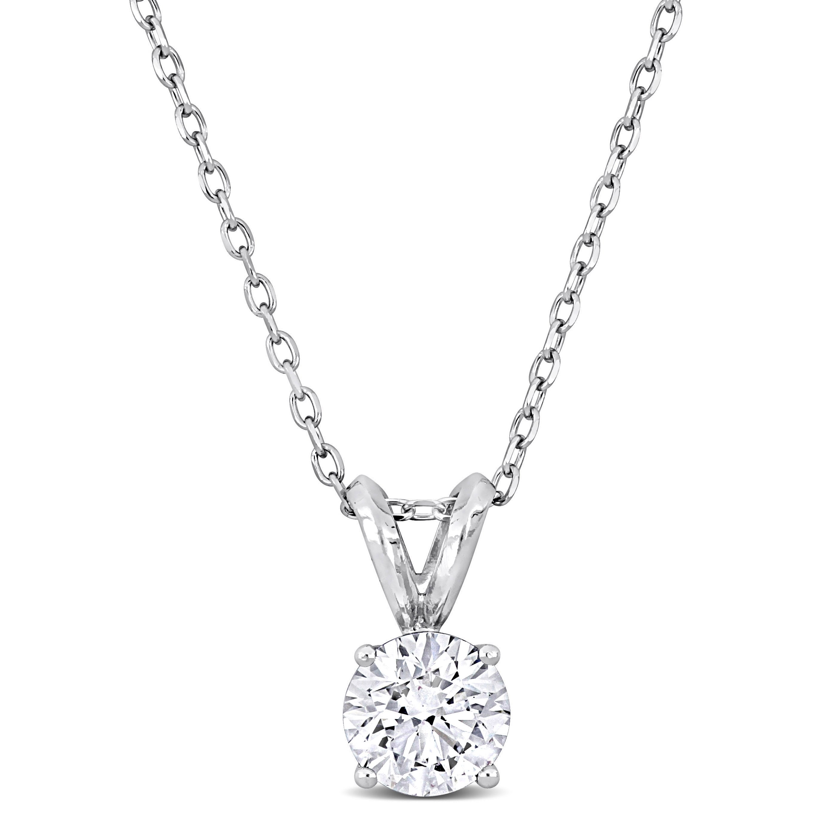Miadora 1ct TDW Lab-Grown Diamond Solitaire Pendant with Chain Platinum