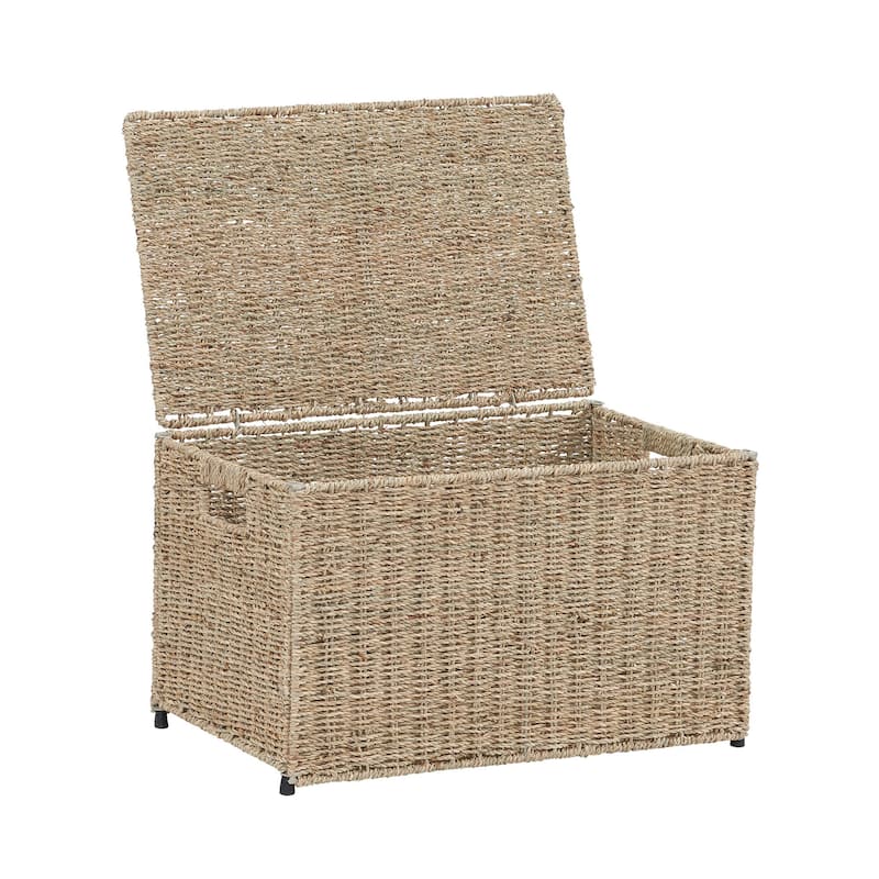 Household Essentials Decorative Seagrass Wicker Storage Chest
