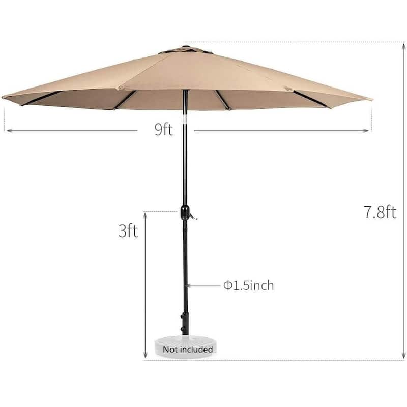 9-Foot Outdoor Patio Market Umbrella with Push Button Tilt and Crank