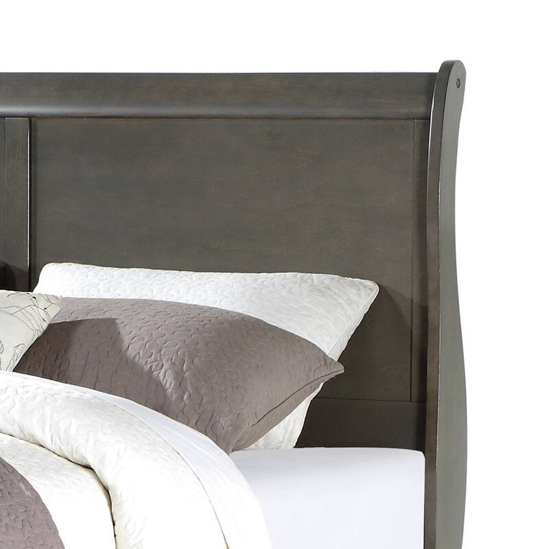 Sleigh Design Eastern King Size Bed with Rectangular Thin Legs, Dark Gray