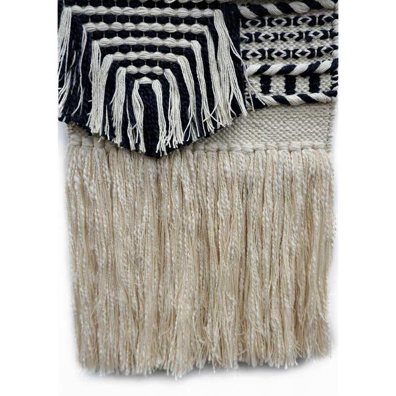 Home&Manor Wool and Cotton Macrame Wall Hanging with Rod Included - Exact Size