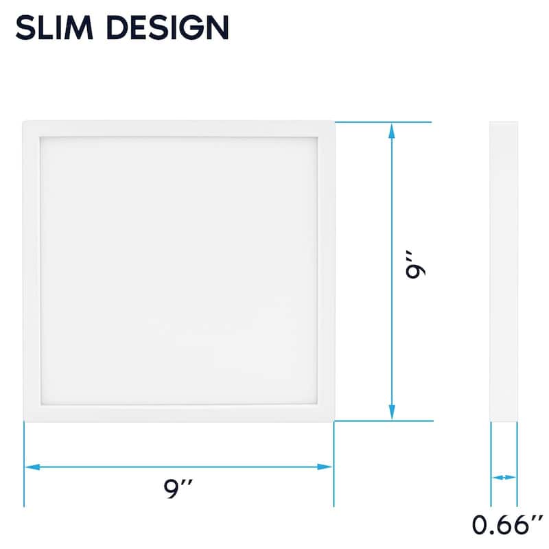 Luxrite 9 Inch Square LED Flush Mount Light, 18W 1250LM, 5CCT 2700K-5000K, Dimmable, ETL 2-Pack