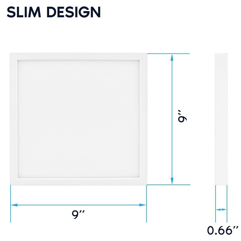 Luxrite 9 Inch Square LED Flush Mount Light, 18W 1250LM, 5CCT 2700K-5000K, Dimmable, ETL 4-Pack