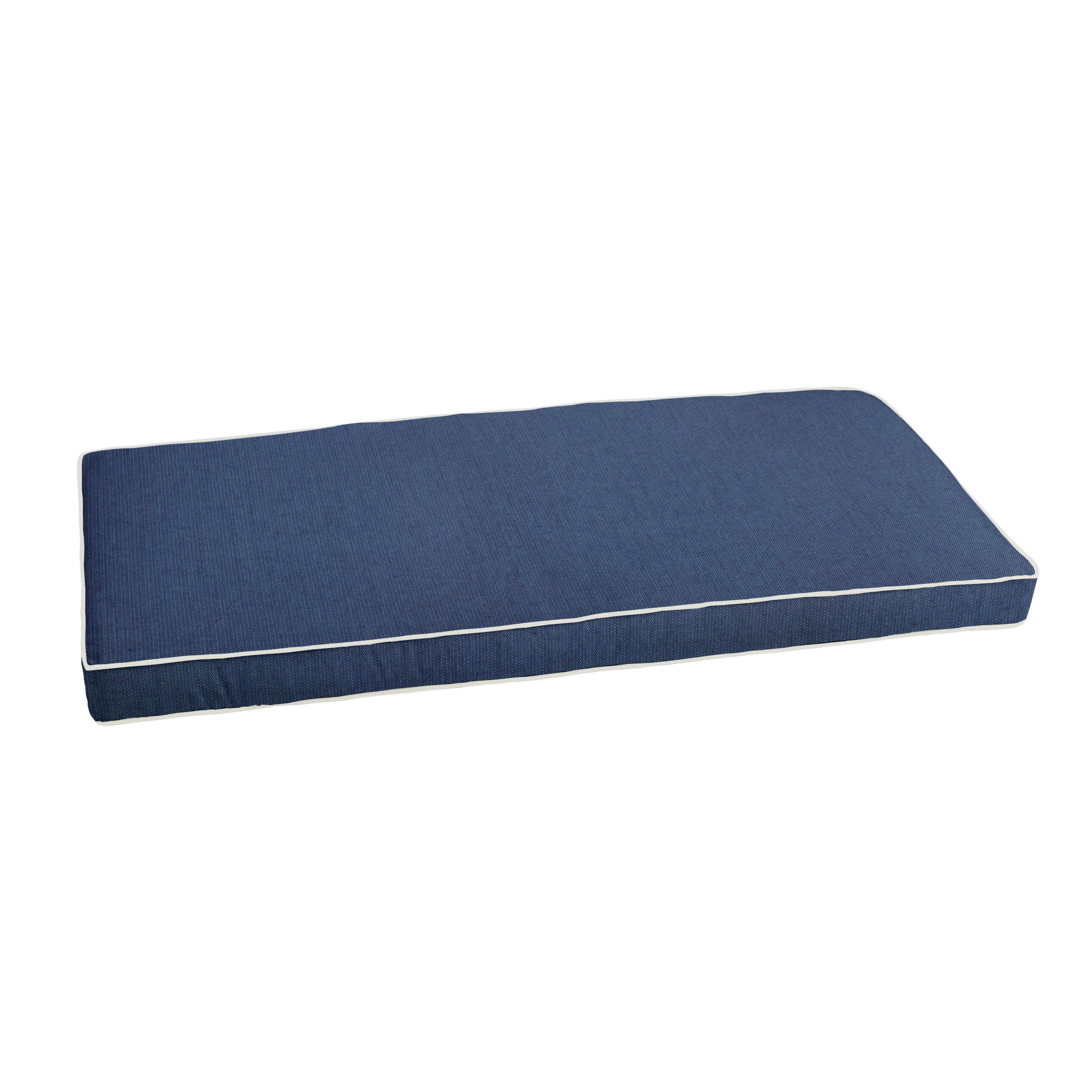 Sunbrella Indigo Blue with Ivory Indoor Outdoor Bench Cushion 55