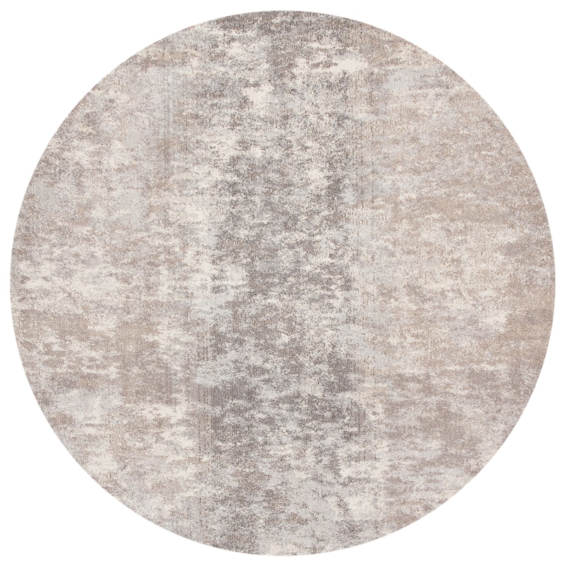 SAFAVIEH Madison Poranna Modern Abstract Rug - 6'7" x 6'7" Round - Grey/Beige