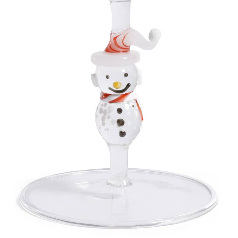 Snowman Sips Martini Glasses, Set of 4, Holiday Cocktail Glassware - Clear