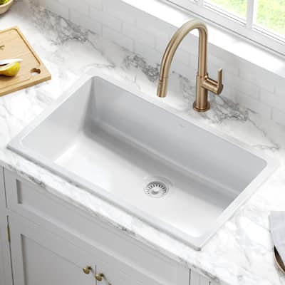 KRAUS Turino Dual Drop-In Undermount Fireclay Single Bowl Kitchen Sink