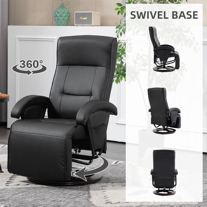 PU Recliner w/135° Adjustable Backrest, Footrest, Padded Seat&Armrests