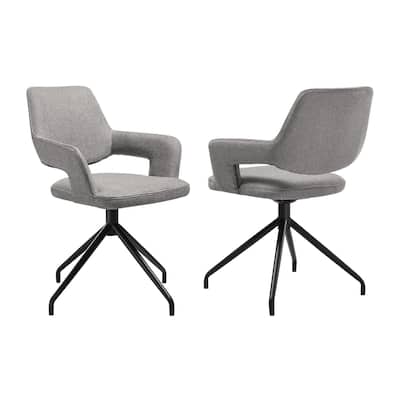 Black/Light Gray Fabric Upholstered Metal Frame Dining Chair, Set of 2, Sturdy Dining Chair for Dining Rooms - 21.75