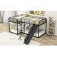 preview thumbnail 4 of 24, L-Shaped Full and Twin Size Metal Bunk Bed with Slide and Short Ladder,Industrial Design