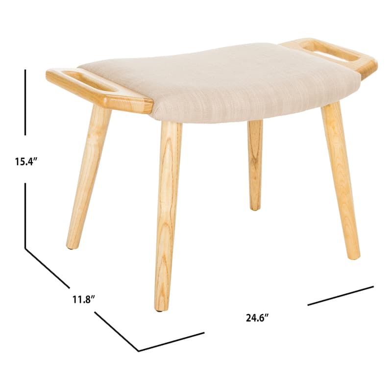 SAFAVIEH Zipora Beige/ Natural Mid-Century Bench - 11.8" x 24.6" x 15.4" - 12Wx25Dx15H