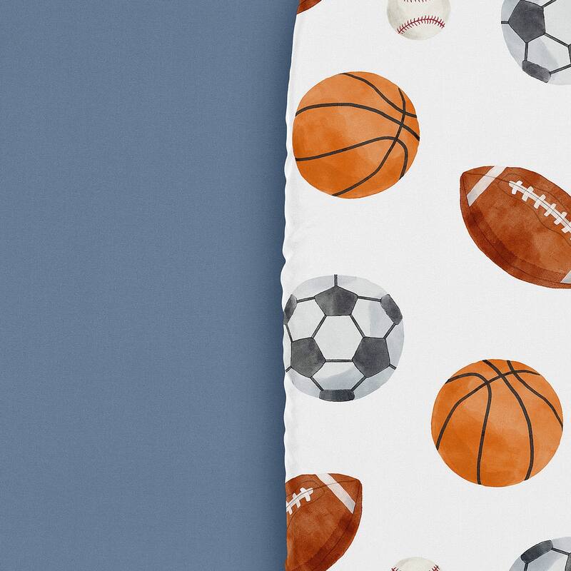 Sweet Jojo Designs Sports Theme Boy 2 Pack Baby Bassinet Fitted Sheets Watercolor Vintage Sport Themed Soccer Football Baseball