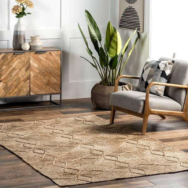 slide 1 of 1, Nuloom Brigetta Geometric Floral Jute Area Rug.
