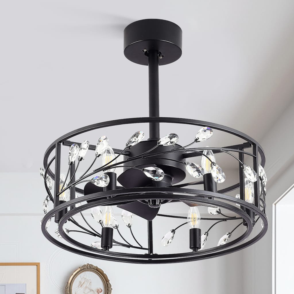 20 IN Modern Crystal 5 Blade Ceiling Fan with Light Kit and Remote