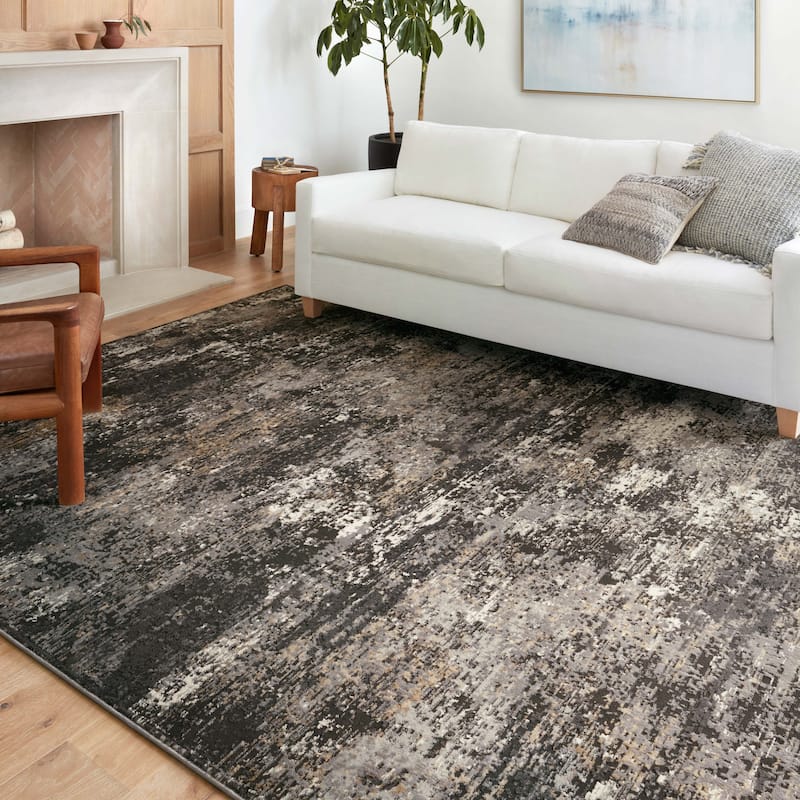 Alexander Home Madison Abstract Area Rug - 9' 3" x 12' 10" - Charcoal / Granite - Rectangle