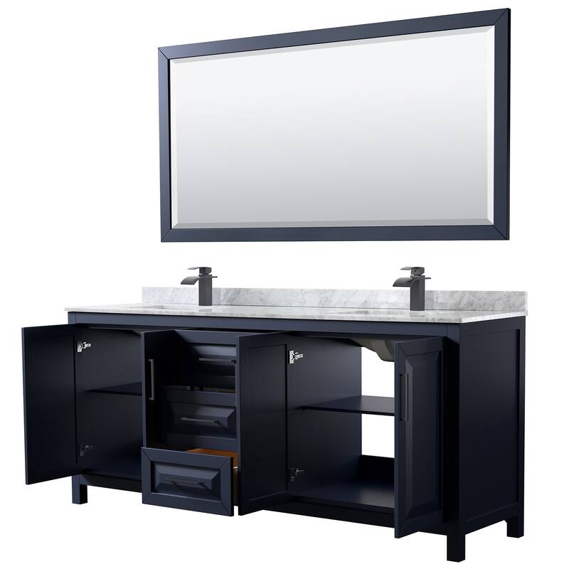 Daria 80-inch Double Vanity, Marble Top, 70-inch Mirror