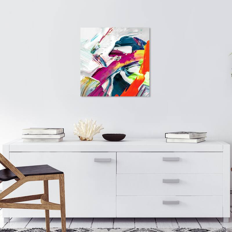 Wynwood Studio Abstract Abstracta Granate Citrus Red and Teal Modern & Contemporary Wall Art Canvas Print - 20 x 20