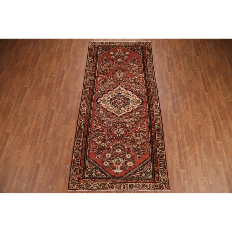 Hand Knotted Oriental 100% Wool Carpet Traditional Floral Oranges & Rust Lilian Area Rug - 10' 8'' X 4' 9''