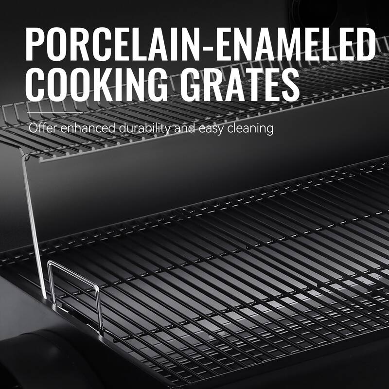 Royal Gourmet Charcoal Barrel Grill with Offset Smoker, Black