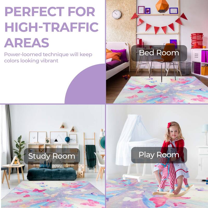 Superior Butterfly Kids Indoor Area Rug