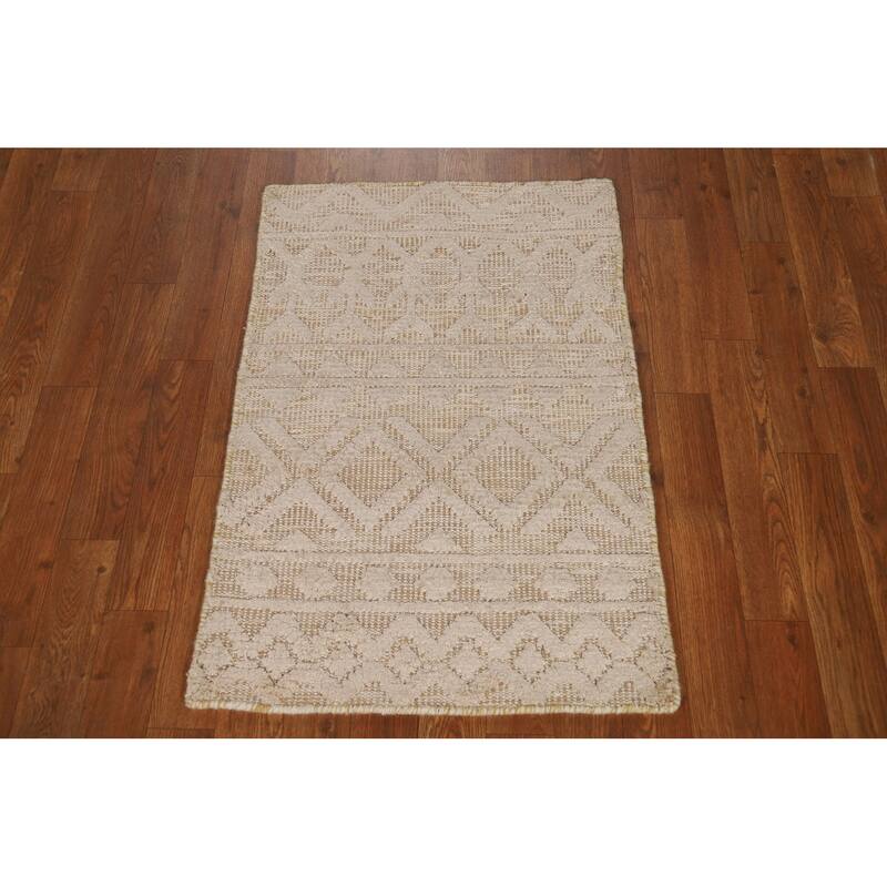 All-Over Geometric Moroccan Oriental Accent Rug Handmade Wool Carpet - 2'0"x 3'0"