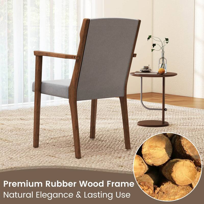 Costway 2/4 PCS Mid-Century Modern Dining Chairs Upholstered Wooden