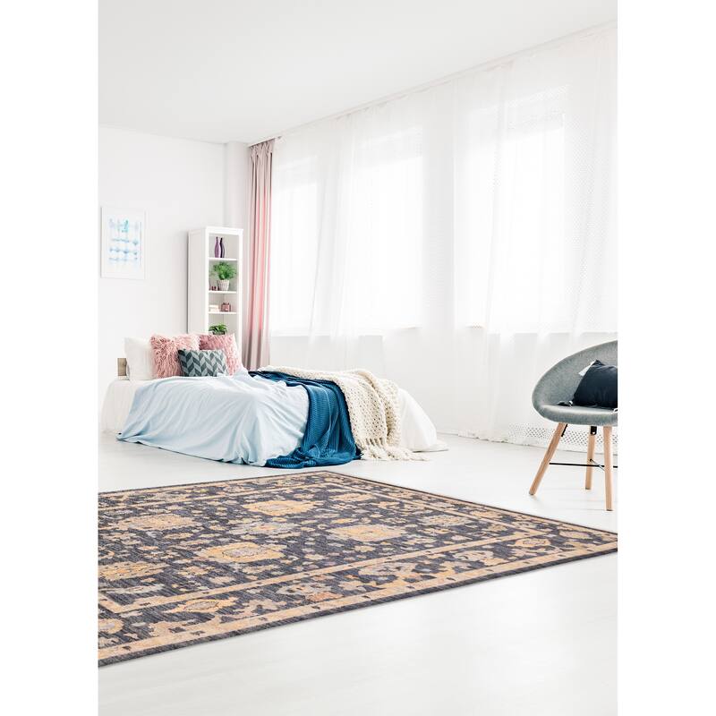 ECARPETGALLERY Hand-knotted Jules Serapi Dark Navy Wool Rug - 9'10 x 13'8