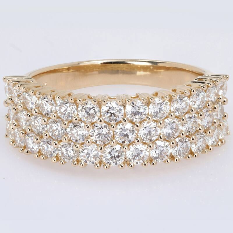Miadora 1-3/4ct TDW Diamond Triple Row Semi-Eternity Ring in 14k Yellow Gold