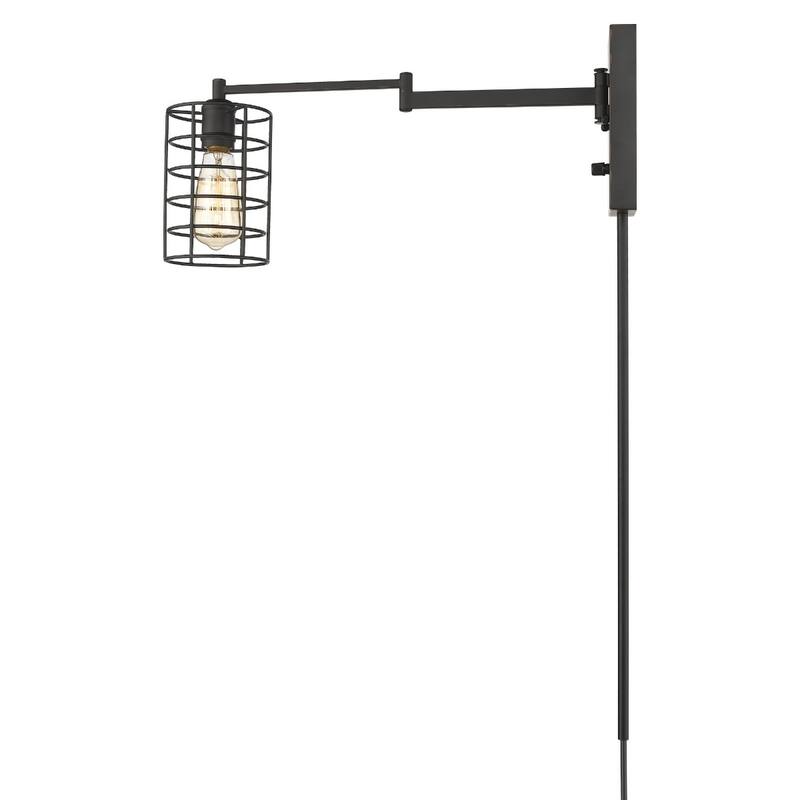32"H Modern Plug-in Wall Sconce with LED Option and Dimmable Hanging Light Fixture Steel Frame - 32" H x 5" W x 20.75" D