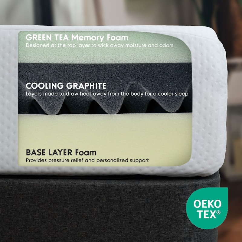 Emperyan 10-Inch Green Tea Graphite Memory Foam Mattress – Cool, Comfortable, Refreshing Sleep