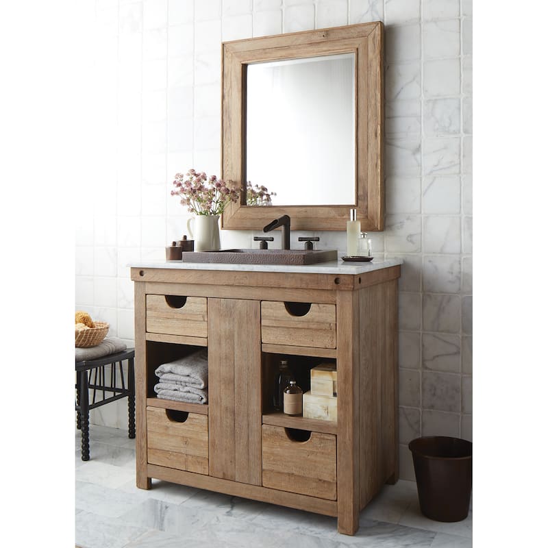 Vintner's Reclaimed Wood Rectangular Wall Mirror - 29 x 33 x 1.5