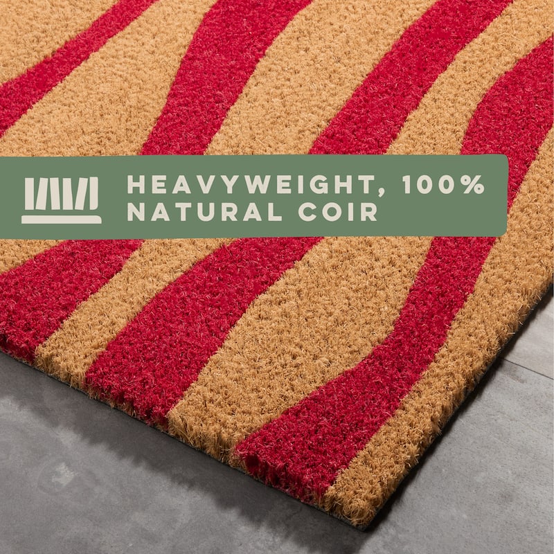 TOWN & COUNTRY TERRA Ravine Abstract Mountain Outdoor Door Mat, Natural Coir Mat