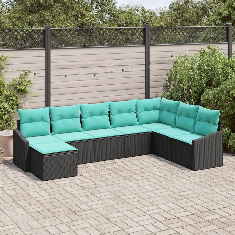 vidaXL 9 Piece Garden Sofa Set with Cushions - 113.6×70.3×46.1 - Black