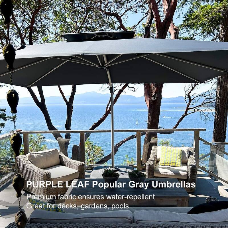 PURPLE LEAF Double Top 9x11/9x12/10x12/10x13ft Rectangle Umbrella Large Cantilever Outdoor Classic Umbrella