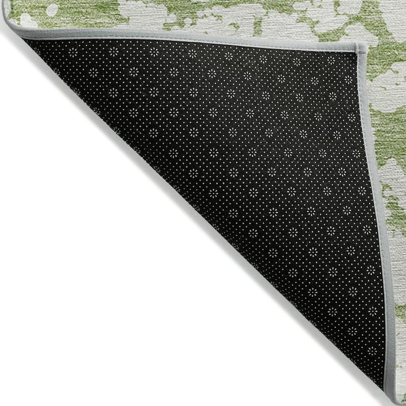 Machine Washable Indoor/ Outdoor Abstract Contemporary Chantille Rug