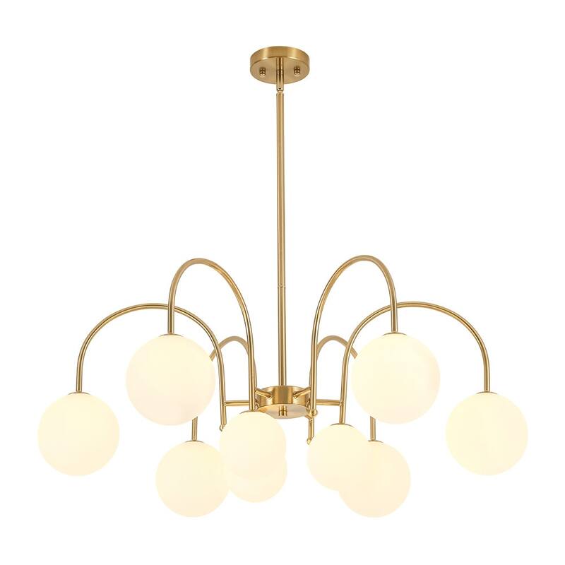 Mid-Century Tiered Frosted Glass Globe Round Sputnik Chandelier