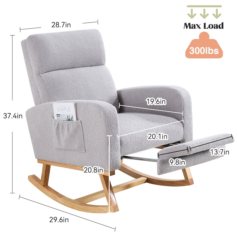 HOMYKA Rocking Chair for Nursery with Footrest