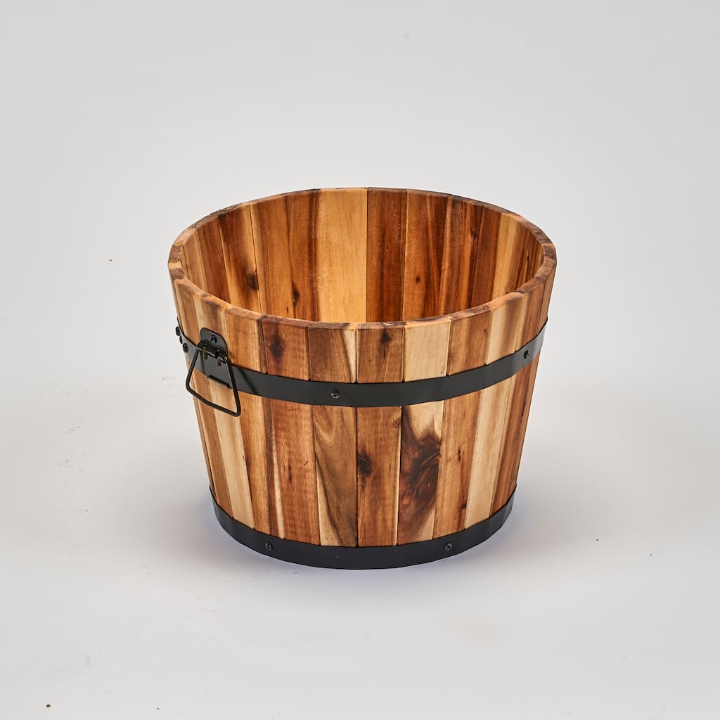 10" Nested Wood Barrel Planter - 10