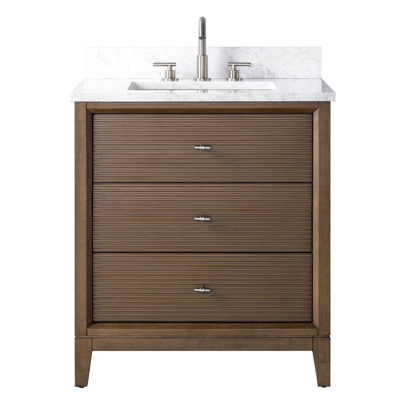 Vanity Art 30" Freestanding Bathroom Vanity with Engineered Marble Top and Sink