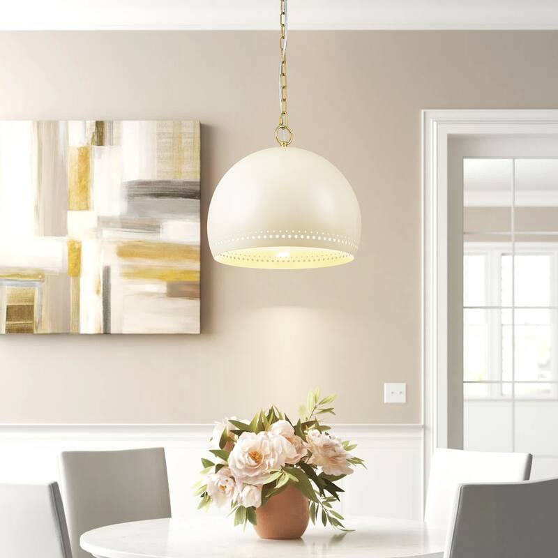 1-Light Modern Black/White Dome Pendant Kitchen Island Light