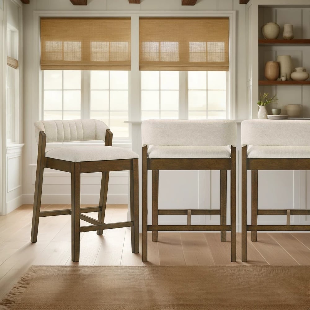 Landyn Modern Bar Stool, Upholstered Counter Height Chair with Wood Frame