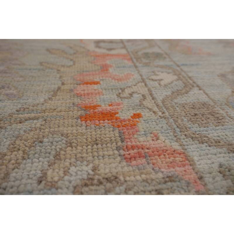 Light Blue Turkish Oushak Vegetable Dye Area Rug Handmade Wool Carpet - 8'2"x 9'10"